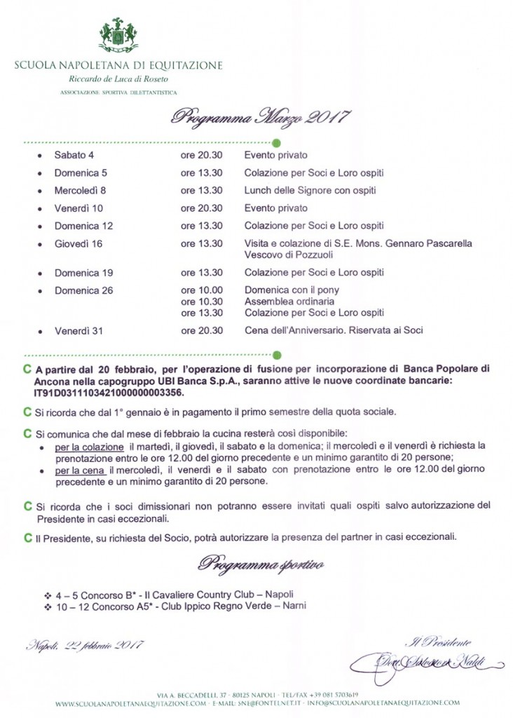 Programma marzo